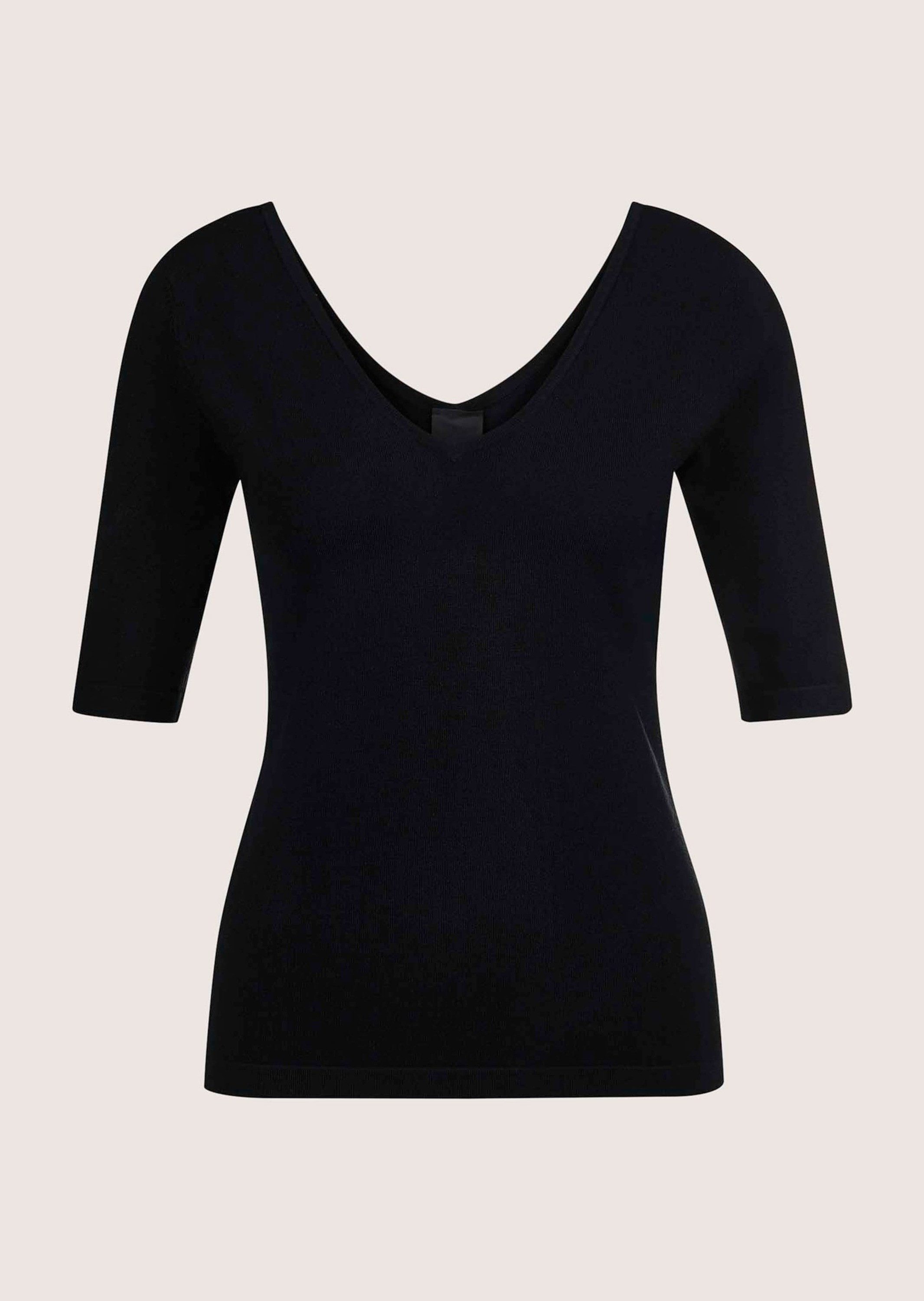 MADELEINE Strickpullover Halbarm-Pullover mit V-Ausschnitt