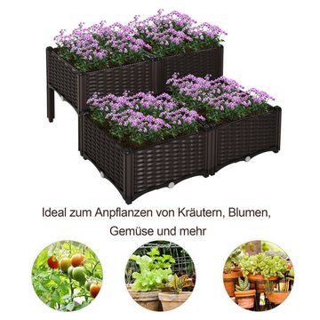 Outsunny Hochbeet Pflanzkasten mit Abflusslöchern (Blumenständer, 2 St., Blumenkasten), für Garten, Balkon, Braun