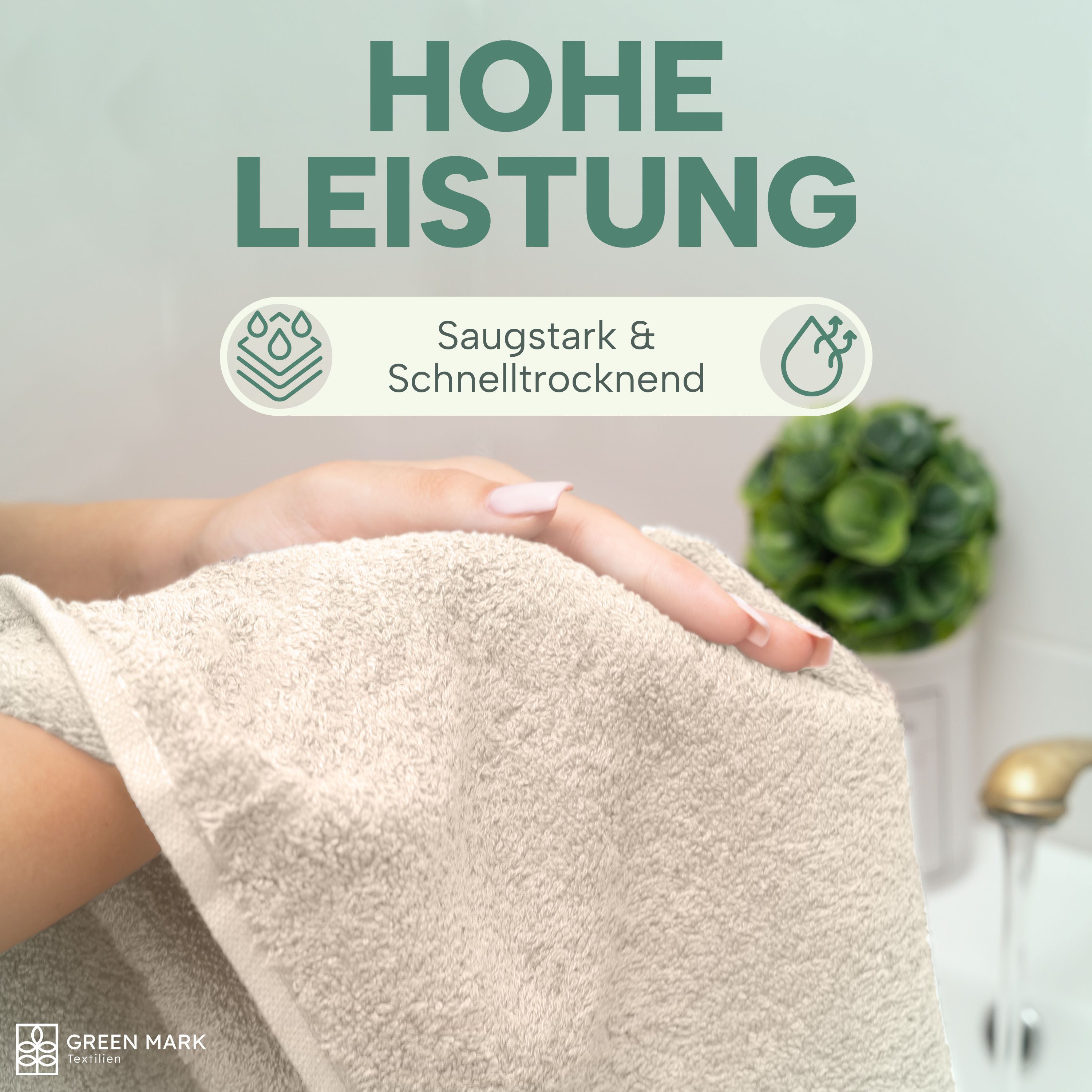 NatureMark Handtücher 8er-Sparpack Handtücher 50x100cm, Baumwolle (8-St), 8X Handtücher, 100% Baumwolle, Naturweiß, 50 x 100cm – Bild 4 von 5