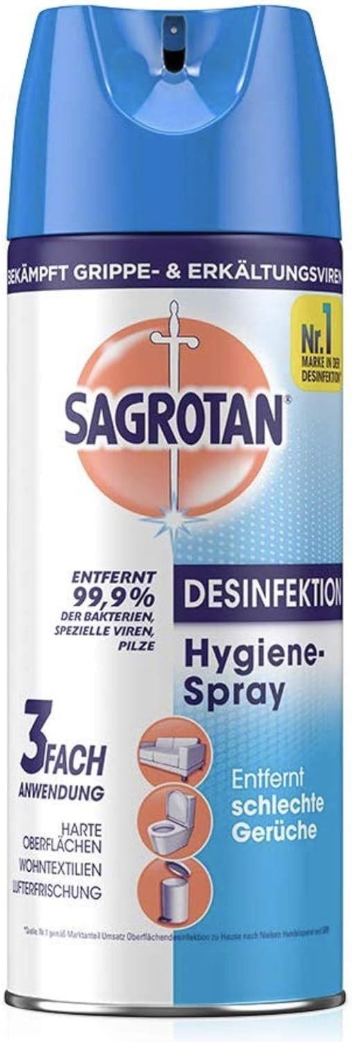 SAGROTAN Hygiene-Spray Aerosol 400 ml Oberflächen-Desinfektionsmittel (1-St. Entfernt 99,9% der Bakterien)