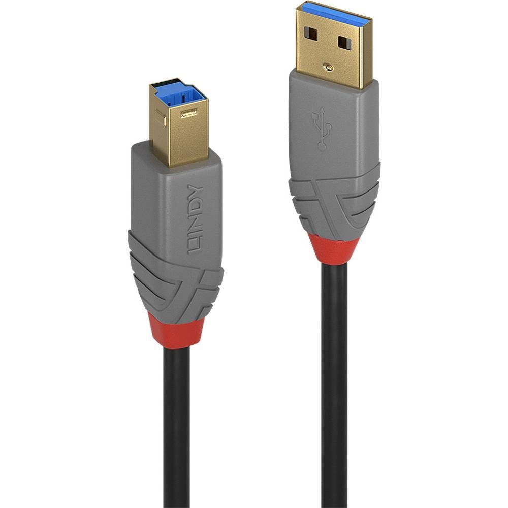 Lindy 3m USB 3 Typ A an B Kabel, Anthra Line 36743 USB-Kabel