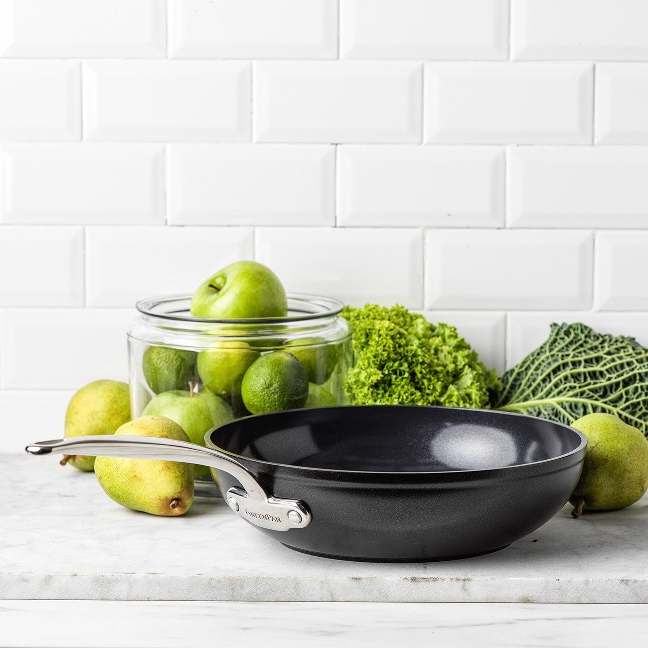 GREENPAN Wok Barcelona Pro Wok 28cm schwarz Spülmaschinengeeignet Antihaft, Aluminium, Kratzfest, Keramik, alle Herdarten, Backofengeeignet, Ø 28 cm