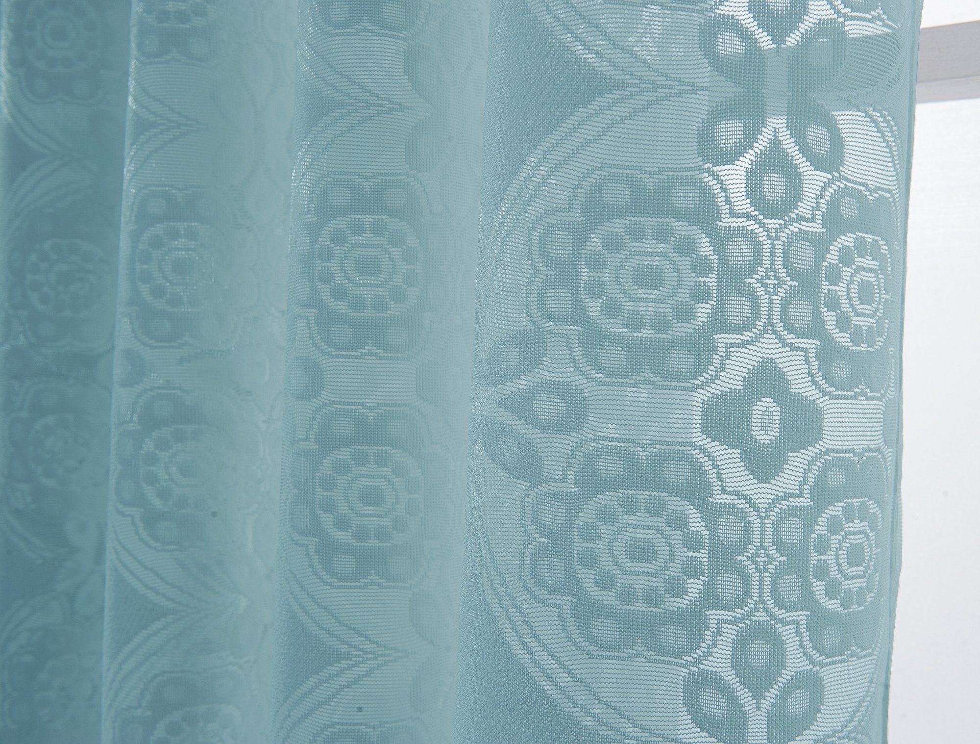 Polyester, Vorhang, Stangendurchzug St), halbtransparent, (1 Blau Spitze HOMEIDEAS, kurzer Scheibengardine,