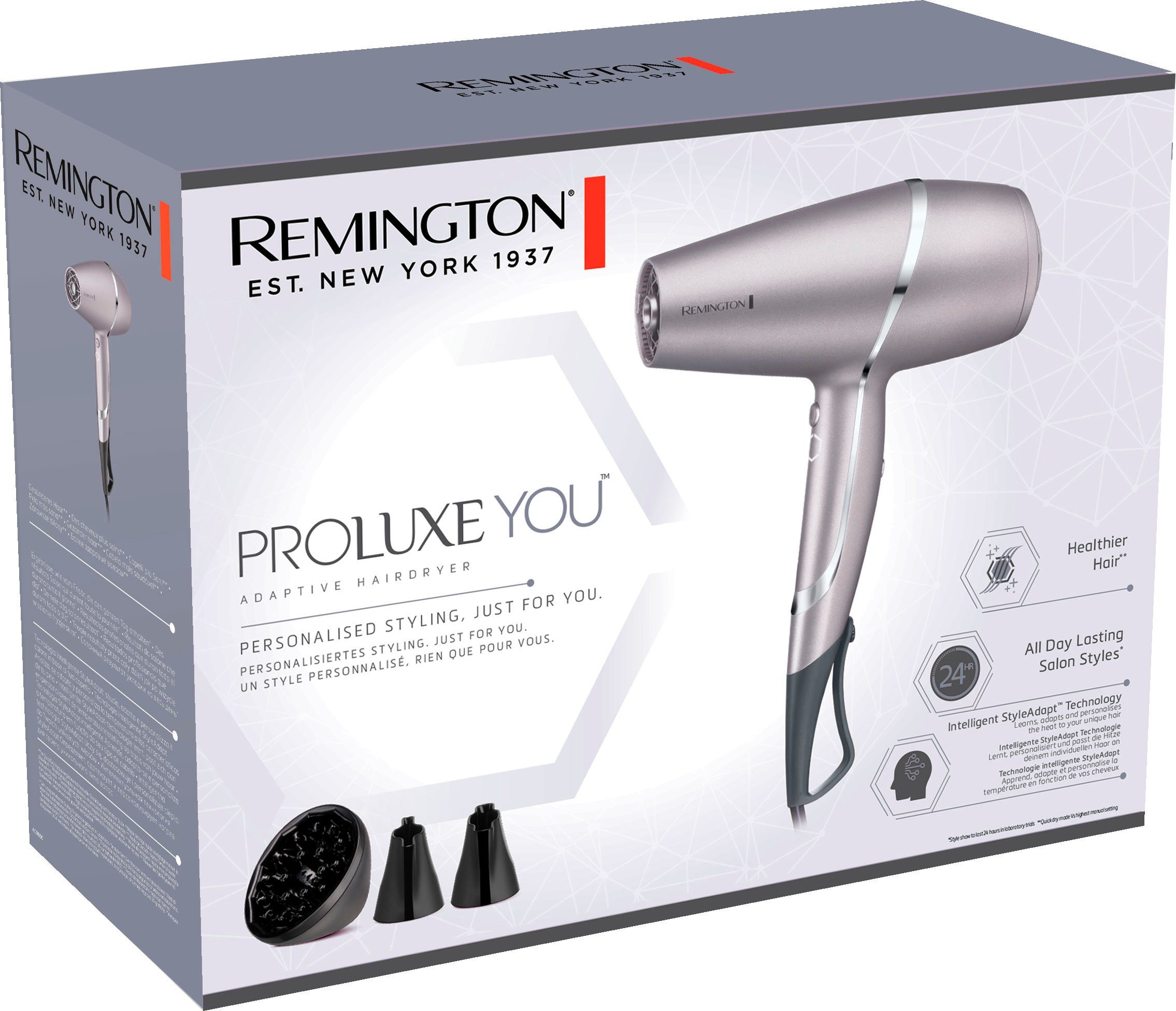 Remington Haartrockner PROluxe You™ Funktion, 2400 AC9800, lernfähiger AC-Haartrockner, Luftstrom W, Memory 115km/h