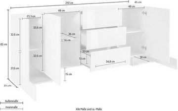 möbelando Sideboard Pinerolo, 210 x 85 x 45 cm (B/H/T)