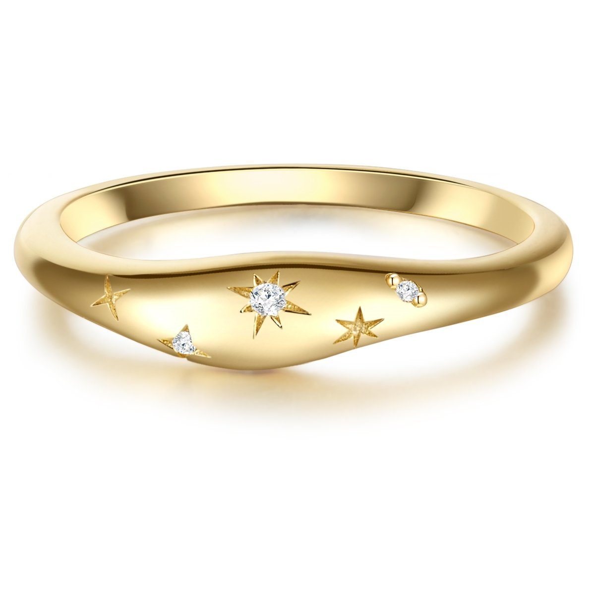 Glanzstücke München Silberring Stern gelbgold, Ring Sterling Silber gelbgol günstig online kaufen