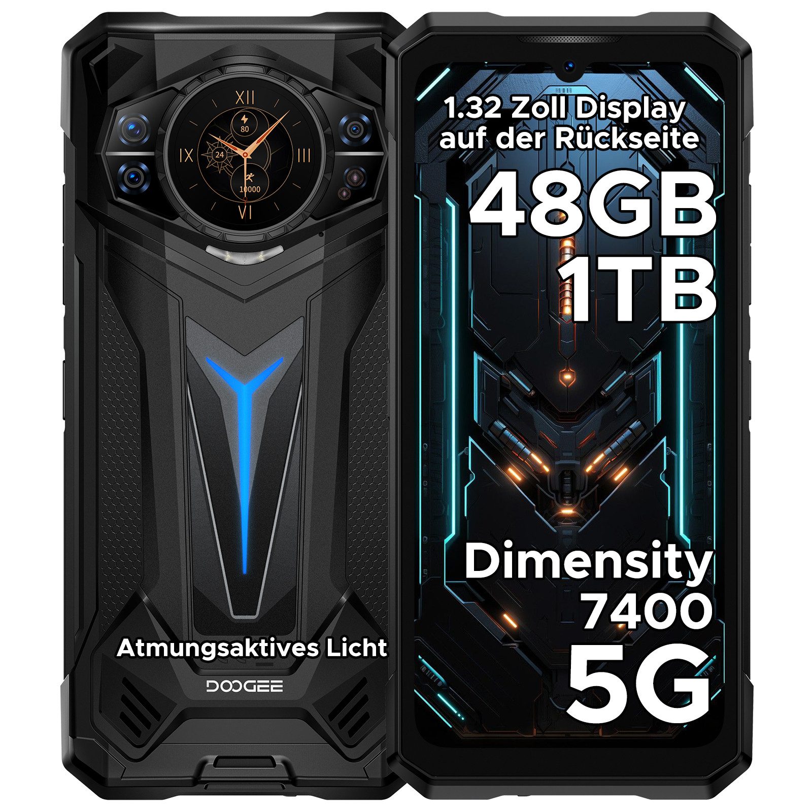 DOOGEE S200ULTRA 5G Outdoor Handy Ohne Vertrag 12GB+1TB 6.72” 120Hz Android15 Smartphone (6.72 Zoll, 1024 GB Speicherplatz, 100 MP MP Kamera, 100 MP +20 MP/ 66W Schnellladen/ Rückseitiges Display Amoled/NFC/WLAN)