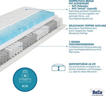 Taschenfederkernmatratze Royal Komfort Gel, Beco, 26 cm hoch, Matratze in 90x200 cm und weiteren Größen erhältlich, Wendematratze