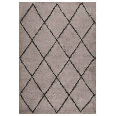 Teppich Teppich Shaggy Hochflor Beige und Anthrazit 160x230 cm, vidaXL, Rechteckig