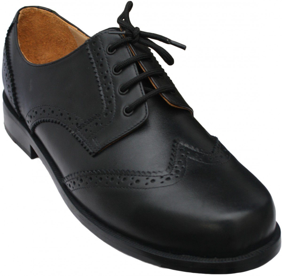 German Wear LS001 Black Schnürschuh Business Schuhe Brogue mit Ledersohlen echtleder Schwarz