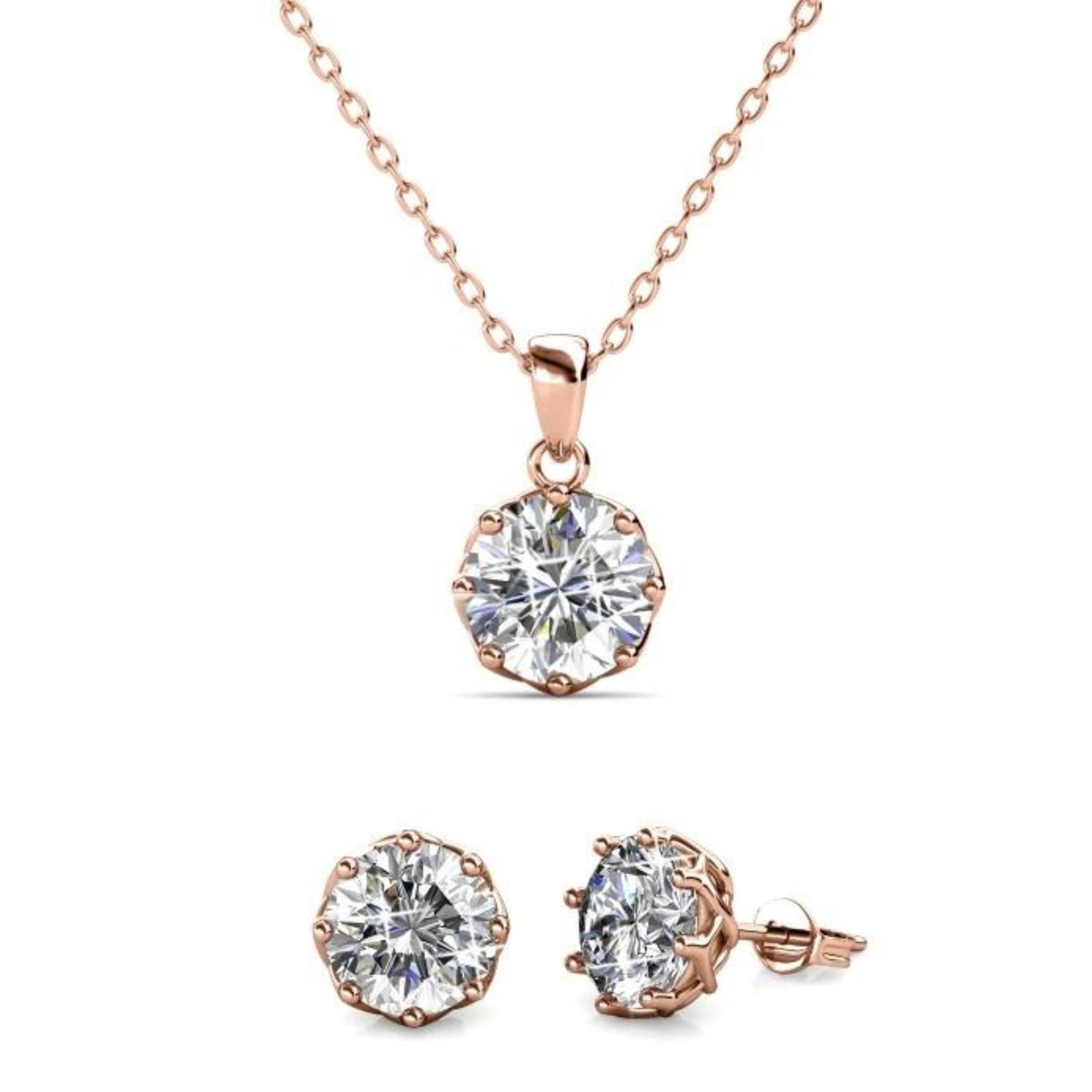 Schmuckset Lily - Roségold und Kristall