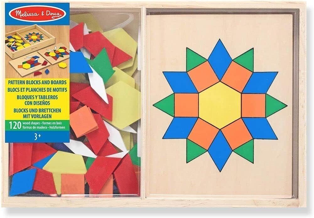 Melissa & Doug Lernspielzeug Blocks Und Brettchen mit Vorlagen Mosaik Designvorlagen