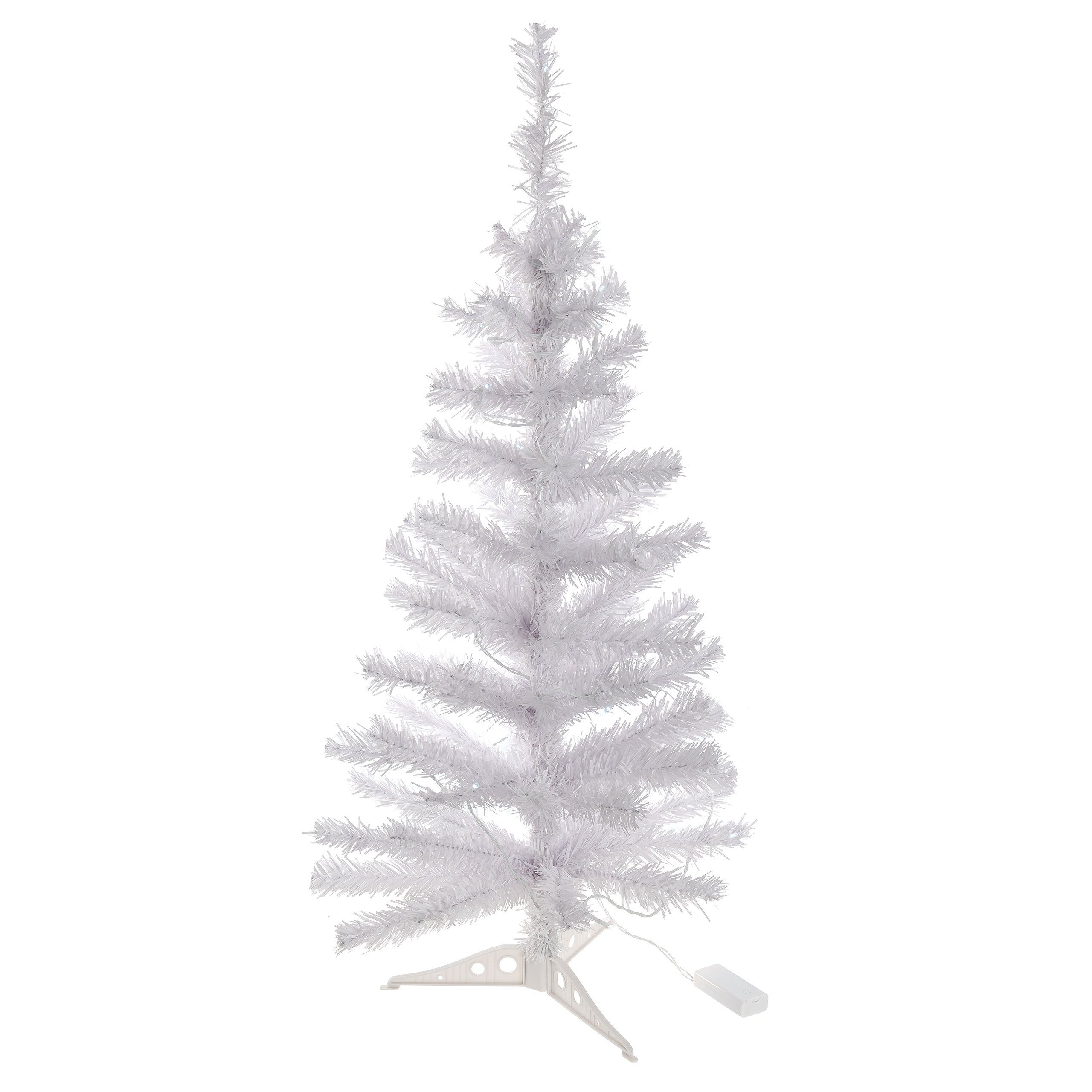BONETTI Künstlicher Weihnachtsbaum Künstlicher weißer Weihnachtsbaum mit 20 Lichter, ca. 90 cm hoch, kalt-weiße Lichterkette, PVC Tannenbaum | Künstliche Weihnachtsbäume