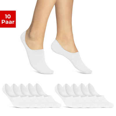 sockenkauf24 Füßlinge 10 Paar Premium Füßlinge aus gekämmter Baumwolle Damen & Herren (Weiß, 35-38) Sneaker Socken ohne drückende Naht (Exclusive Line) - 70103T WP