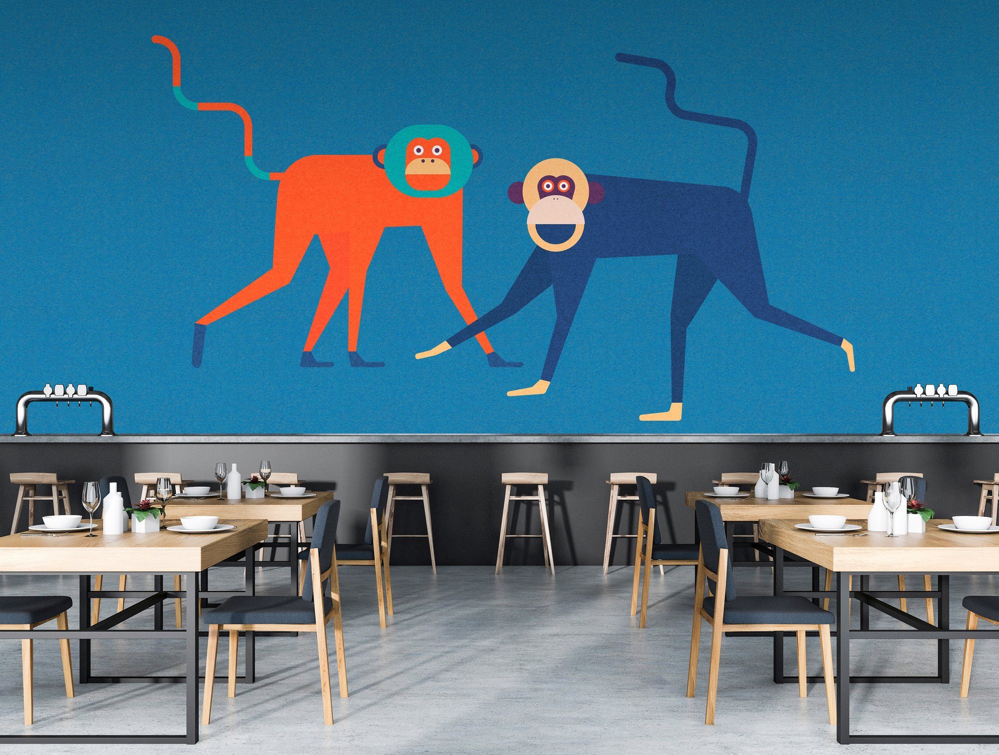 glatt, 2, living Fototapete Monkey Business Wand, St), Vlies, Patel Schräge Walls (4 by walls