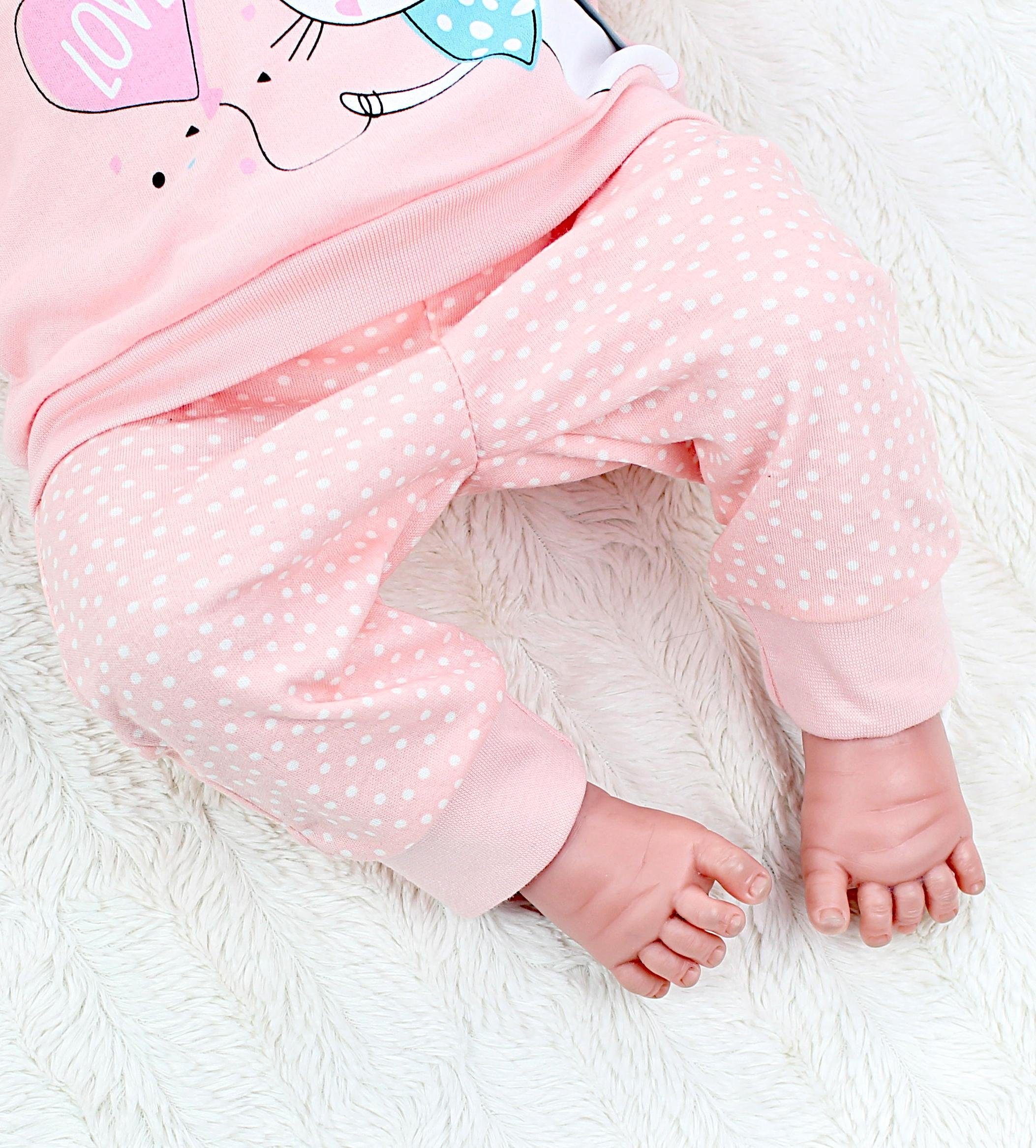 TupTam Erstausstattungspaket Baby Mädchen Langarmshirt Love 2teilig / mit Spruch Babyhose Kaninchen Punkte Babykleidung Aprikose