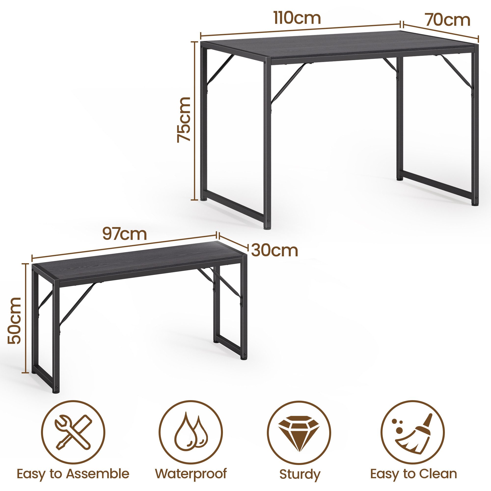 Bealife Essgruppe Set, 3-tlg, Esstisch-Set für 4 Personen mit 2 Bänken günstig online kaufen