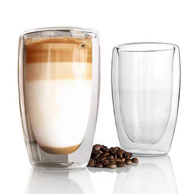 BigDean Latte-Macchiato-Glas 2 Stück Doppelwandige Latte Macchiato Gläser 400 ml, Glas