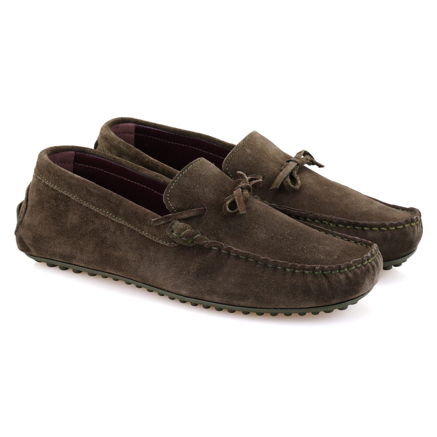 Desa Herren-Slipper aus Wildleder – Lederfutter, Ledersohle, flacher Absat Loafer