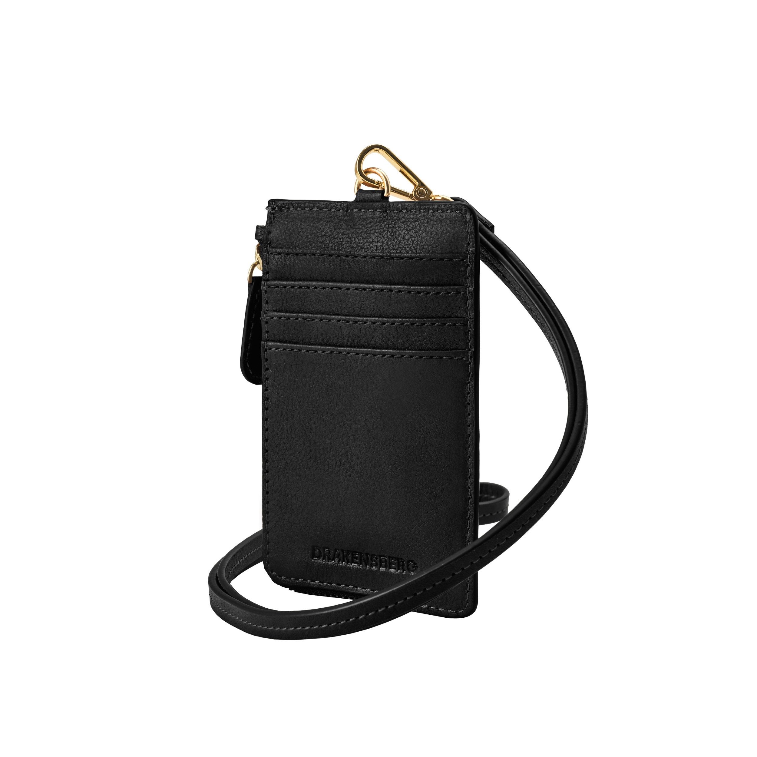 DRAKENSBERG Kartenetui zum Umhägen »Ava« Schwarz, ideal auch zur Aufbewahrung von Zugangskarten und Visitenkarten