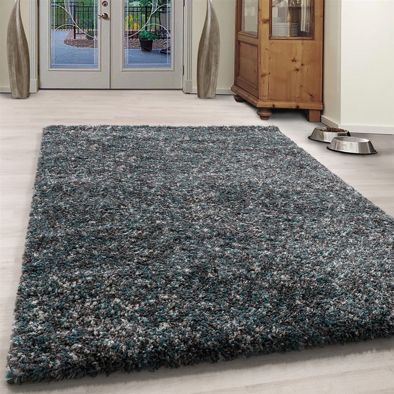 Rabatte, die Sie zufriedenstellen werden Hochflor-Teppich Meliert Langflorteppich Hochflorteppich Blau Giancasa weich, Wohnzimmer