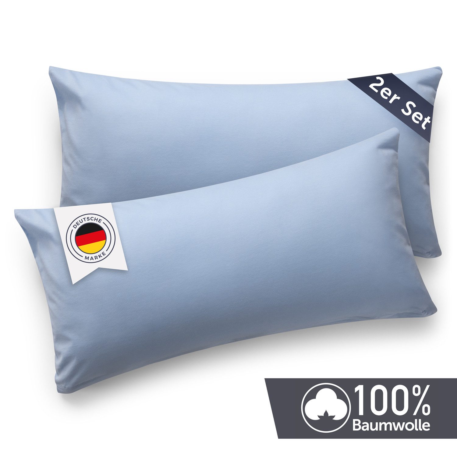 Blumtal Kissenbezug Premium Jersey 2er Set, Oeko-Tex Zertifiziert, (2 Stück), 100% Baumwolle