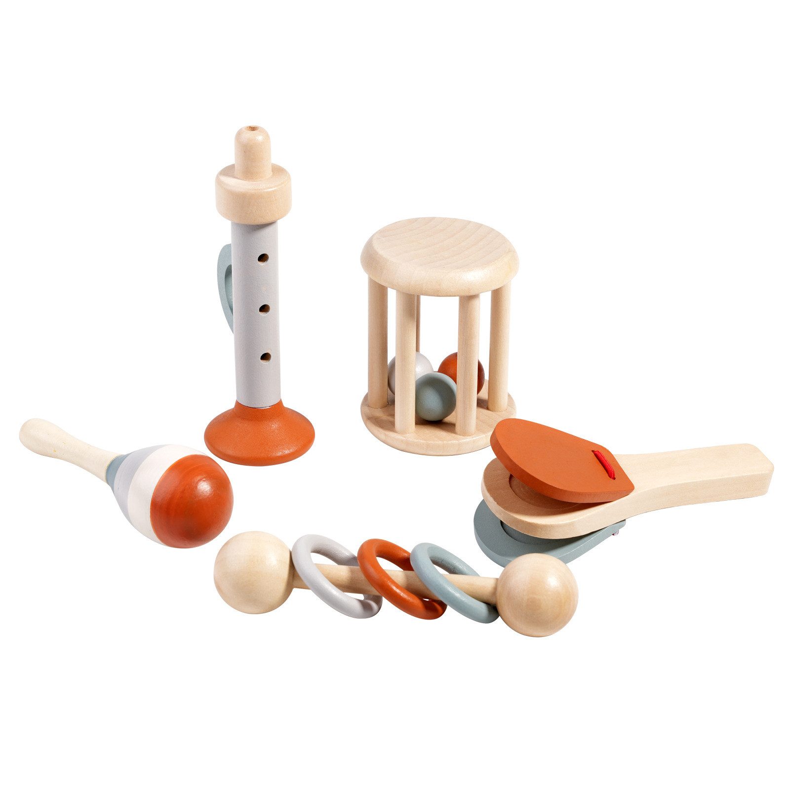 Spielzeug-Musikinstrument Musikinstrumenten-Set 5-tlg Holzinstrumente für 0-3 Jahre Baby