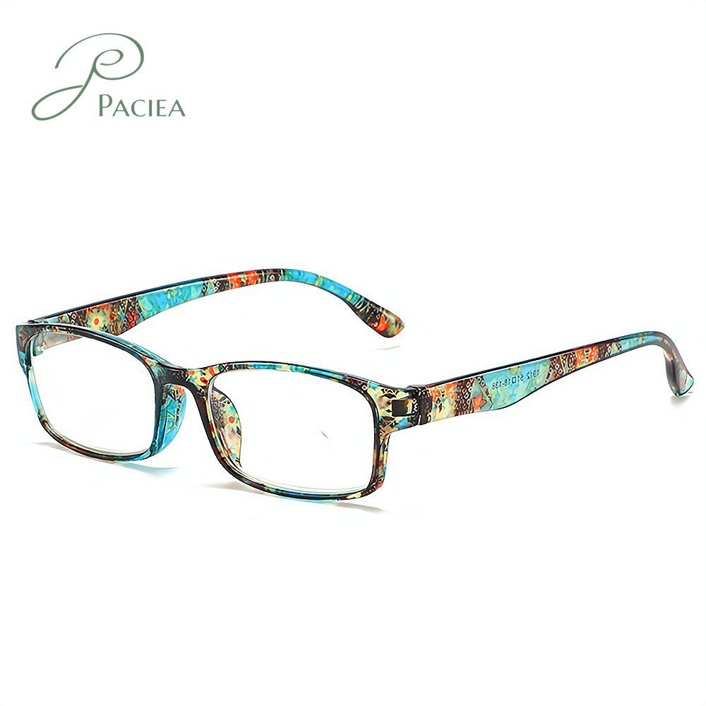 PACIEA Grün+Blau 2-PaareBlaulichtfilter Lesebrille Damen SchmalMusterfür