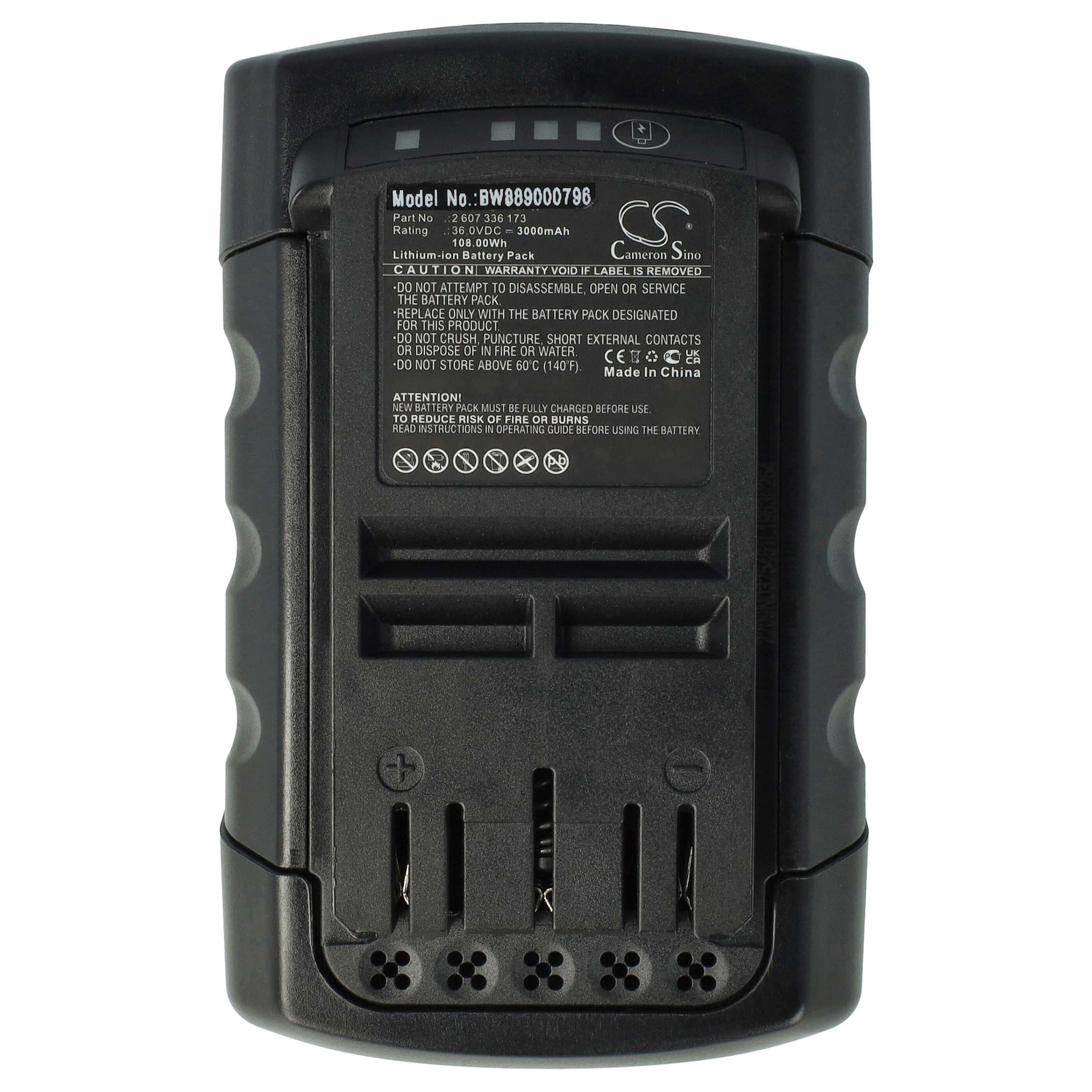 vhbw Akku passend für Bosch AdvancedRotak 36-750, 36-650 Rasenmäher / Akku Akku Li-Ion 3000 mAh (36 V, 1 St), Leistungsfähiger Austausch-Akku für Rasenmäher Akku-Gartengerät