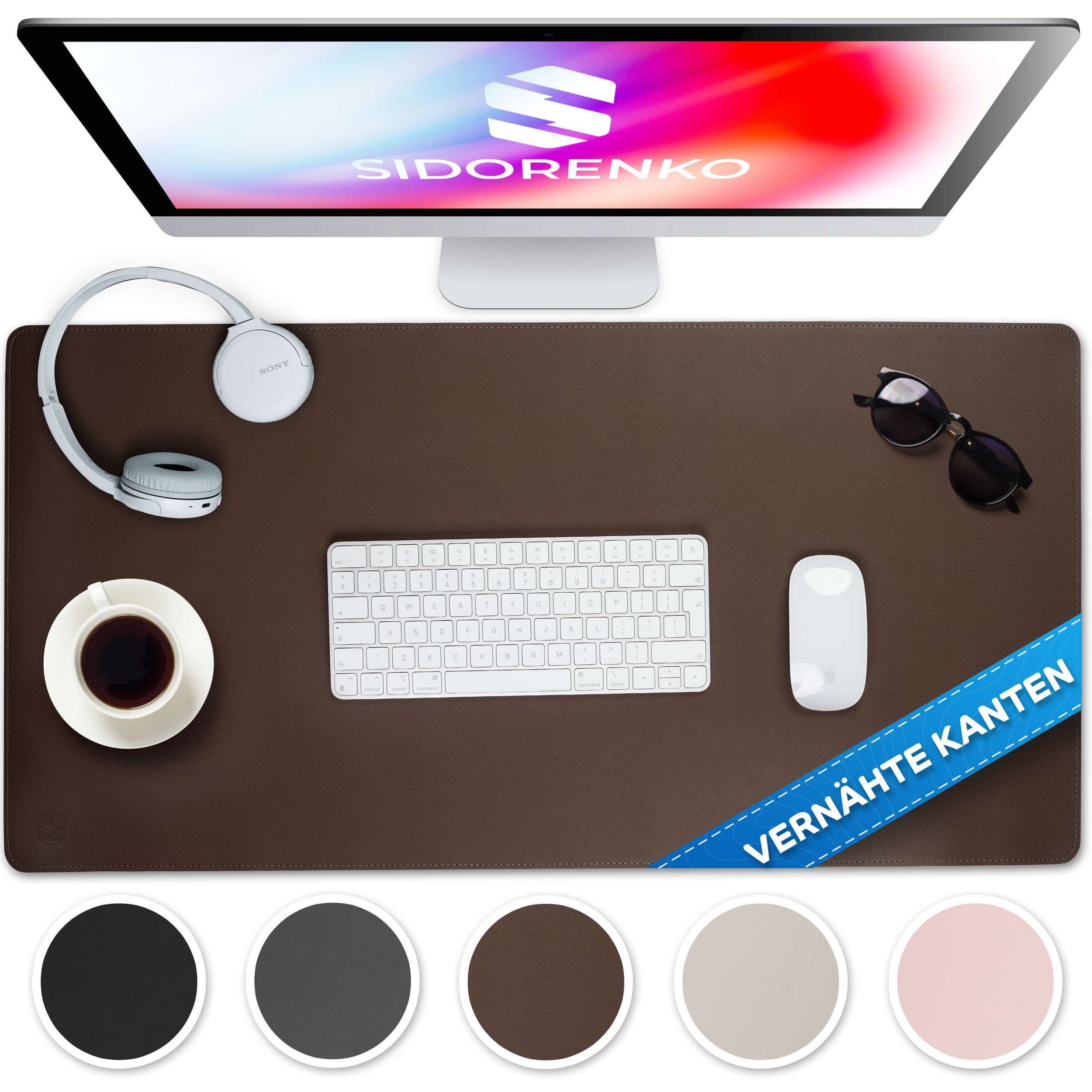 MAXLVL Gaming Mauspad Schreibtischunterlage - Mauspad mit Vernähte Kanten - abwaschbar (80x40 cm, Schreibtisch Unterlage für Büro), Tischunterlage Schreibtisch aus PU-Leder