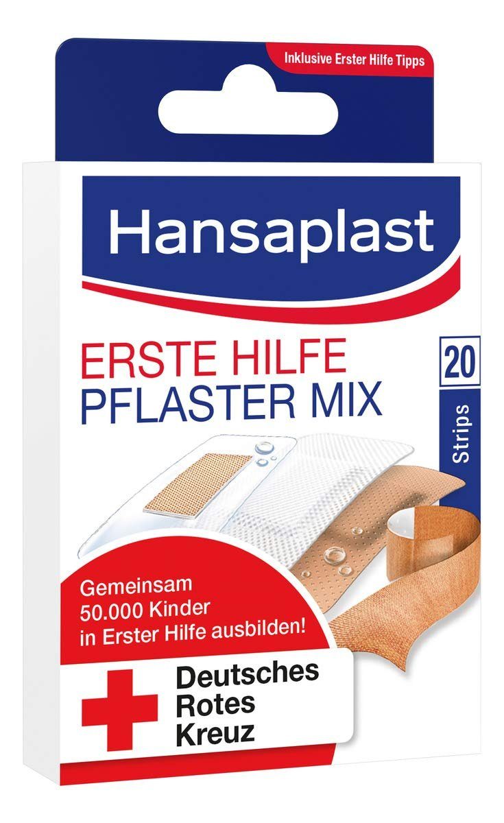 Hansaplast Wundpflaster Hansaplast Erste Hilfe Pflaster Mix 20 Strips, Packung