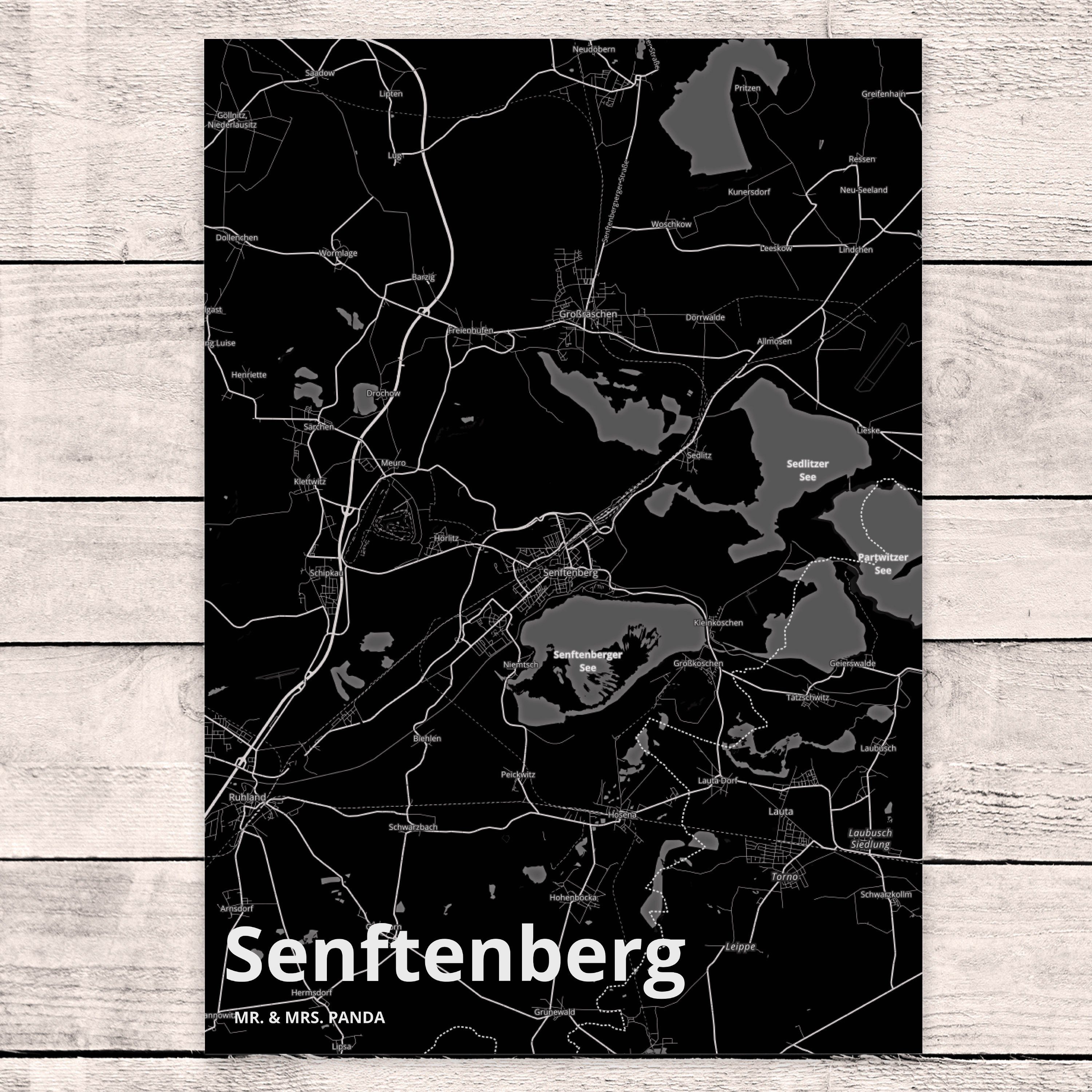 Mr. & Landkarte Geschenk, Karte Mrs. Stadt - Postkarte Dorf Panda Stadtplan, Map Senftenberg Ort