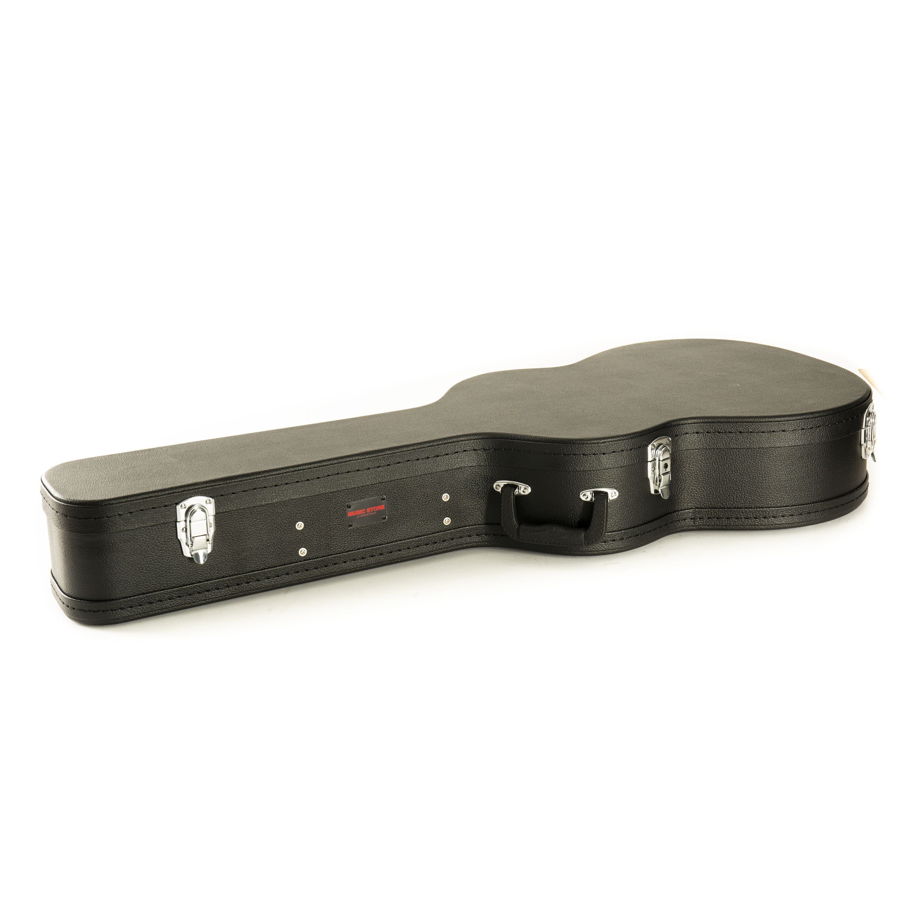 MUSIC STORE Gitarrentasche (Eco Case Classic Koffer für Konzertgitarren Schwarzer Tolex-Bezug Gepolstertes Innenfutter Zubehörfach 3 Verschlüsse Innenlänge 102 cm Innenbreite Unterbug 38 cm Innenbreite Oberbug 305 cm Innenlänge Kopfplatte 25 cm Zargenhöhe 13 cm, Gitarrenkoffer und Gitarrentaschen, Gitarrenkoffer Konzertgitarre), Koffer für Konzertgitarren, Eco Case Classic, Schwarzer Tolex-Bezug