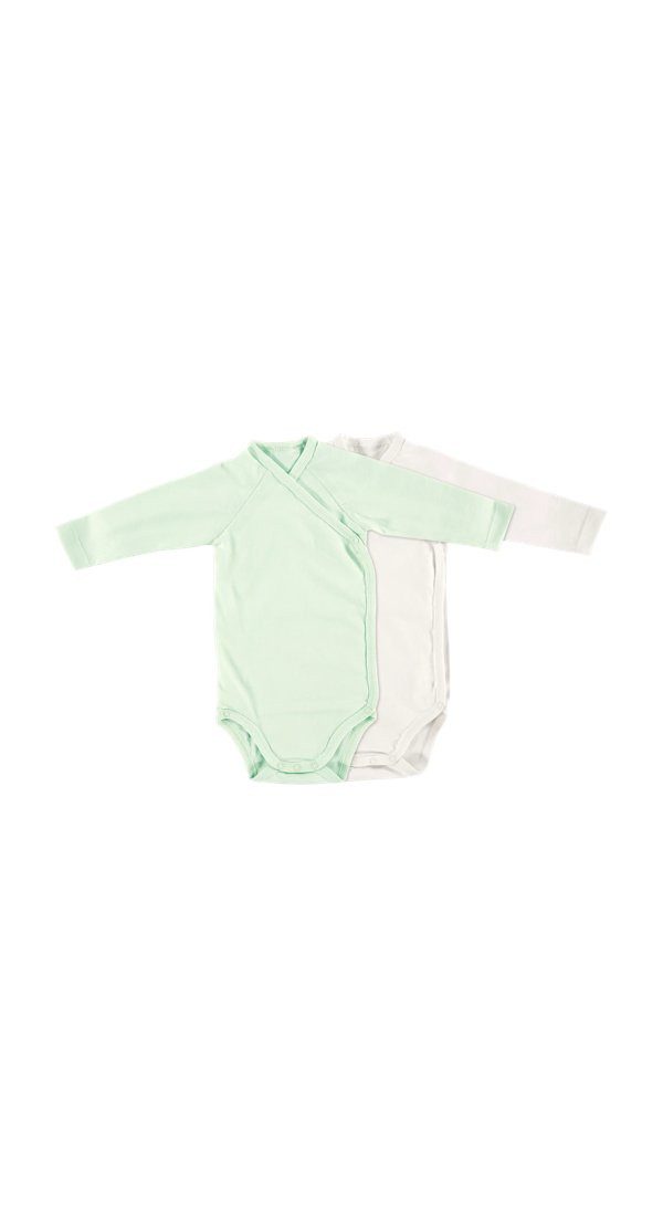 Alvi® Wickelbody Baby Bodys 2er Langarm (2-tlg) praktische Druckknöpfe