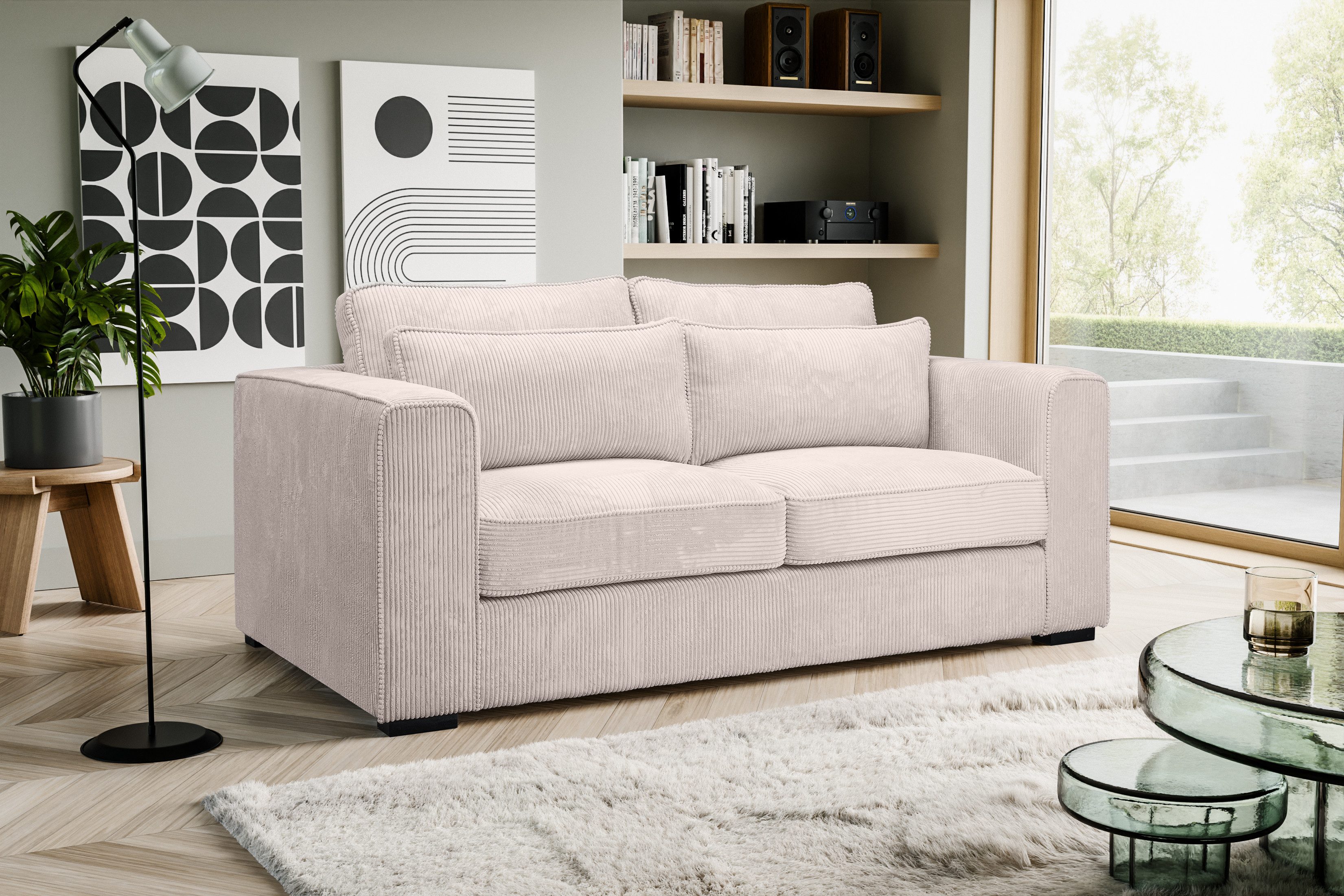 furnling 2,5-Sitzer Almira, inkl. 4 Rückenkissen, robustes Sofa aus pflegeleichtem Cordstoff für 2 Personen