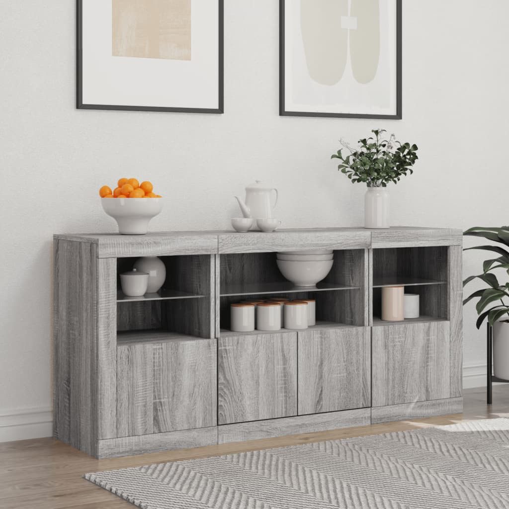 vidaXL Sideboard Sideboard mit LED-Leuchten Grau günstig online kaufen