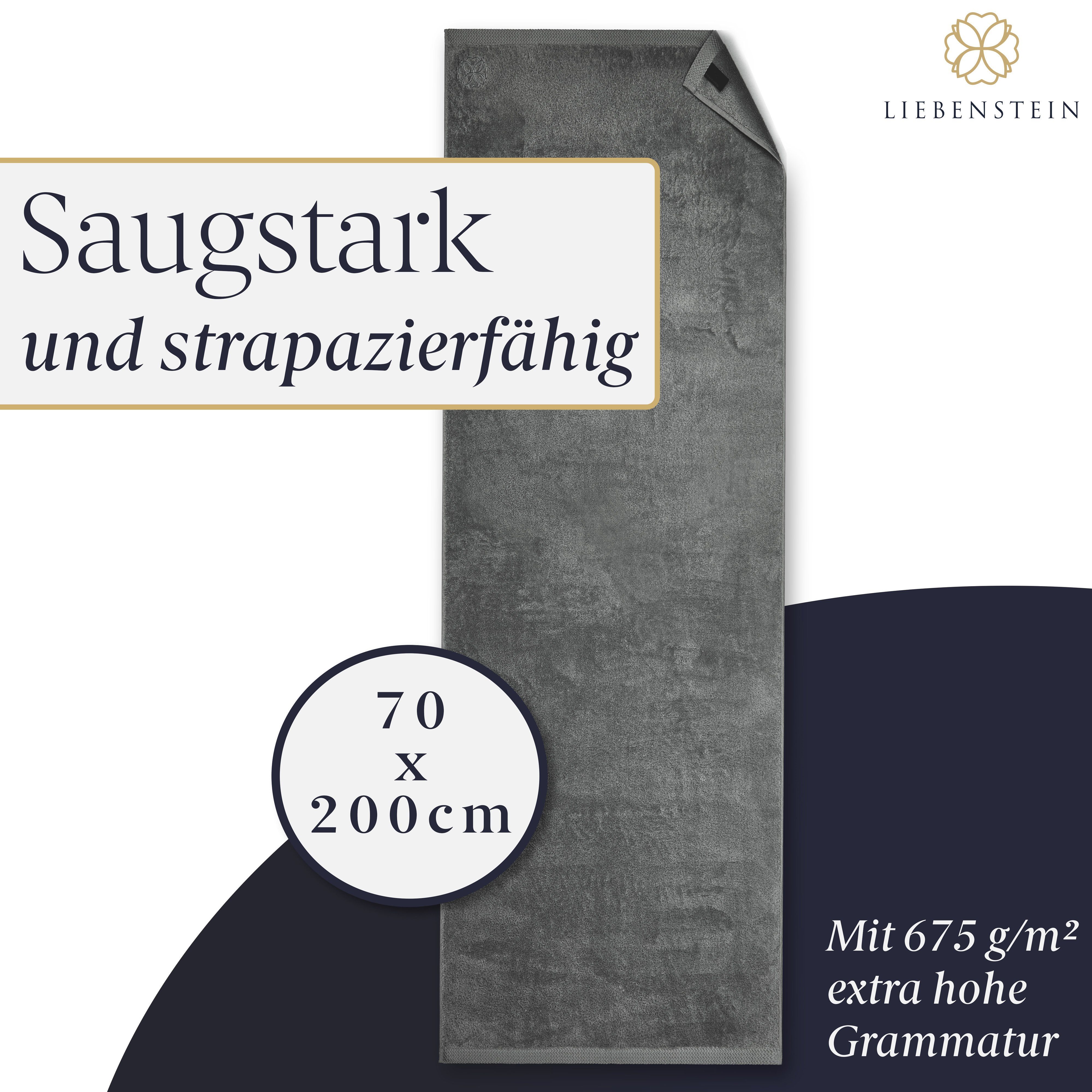 Liebenstein Saunatuch Premium Saunahandtuch saugstark - außergewöhnlich 625 anthrazit g/ mit m² Baumwolle, und - cm weich 70x200 aus feinster