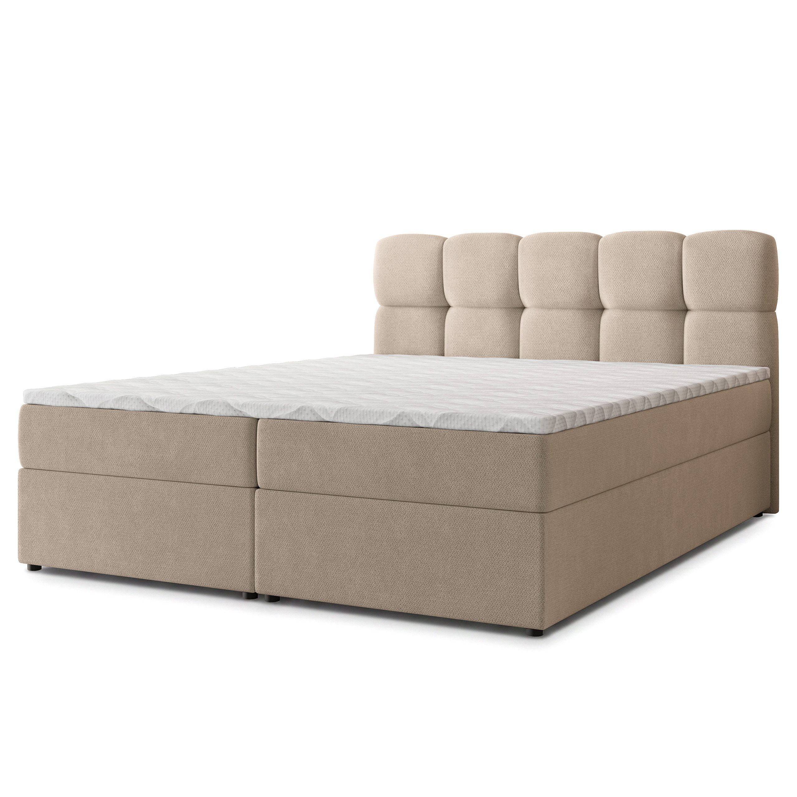 Masseno Boxbett MERU 140x200 cm mit Bonell Matratze und Topper, Doppelbett, Polsterbett mit Kopfteil, Boxspringbett