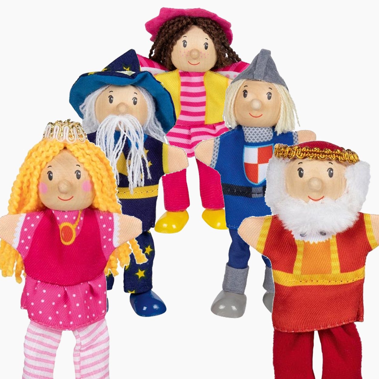 goki Fingerpuppe Fingerpuppen 5er Set mit Beinen (Packung, 5-tlg), trainiert die Feinmotorik und Geschicklichkeit