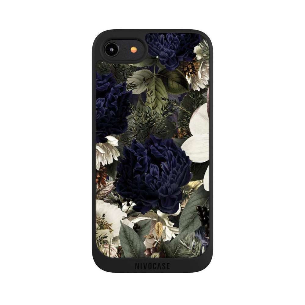 NIVOCASE Handyhülle Utart Vintage Blumen Dunkle Mitternachts Barock Vintage Blumen, Apple iPhone 7 Handyhülle Hülle NIVOpure Case Schwarz