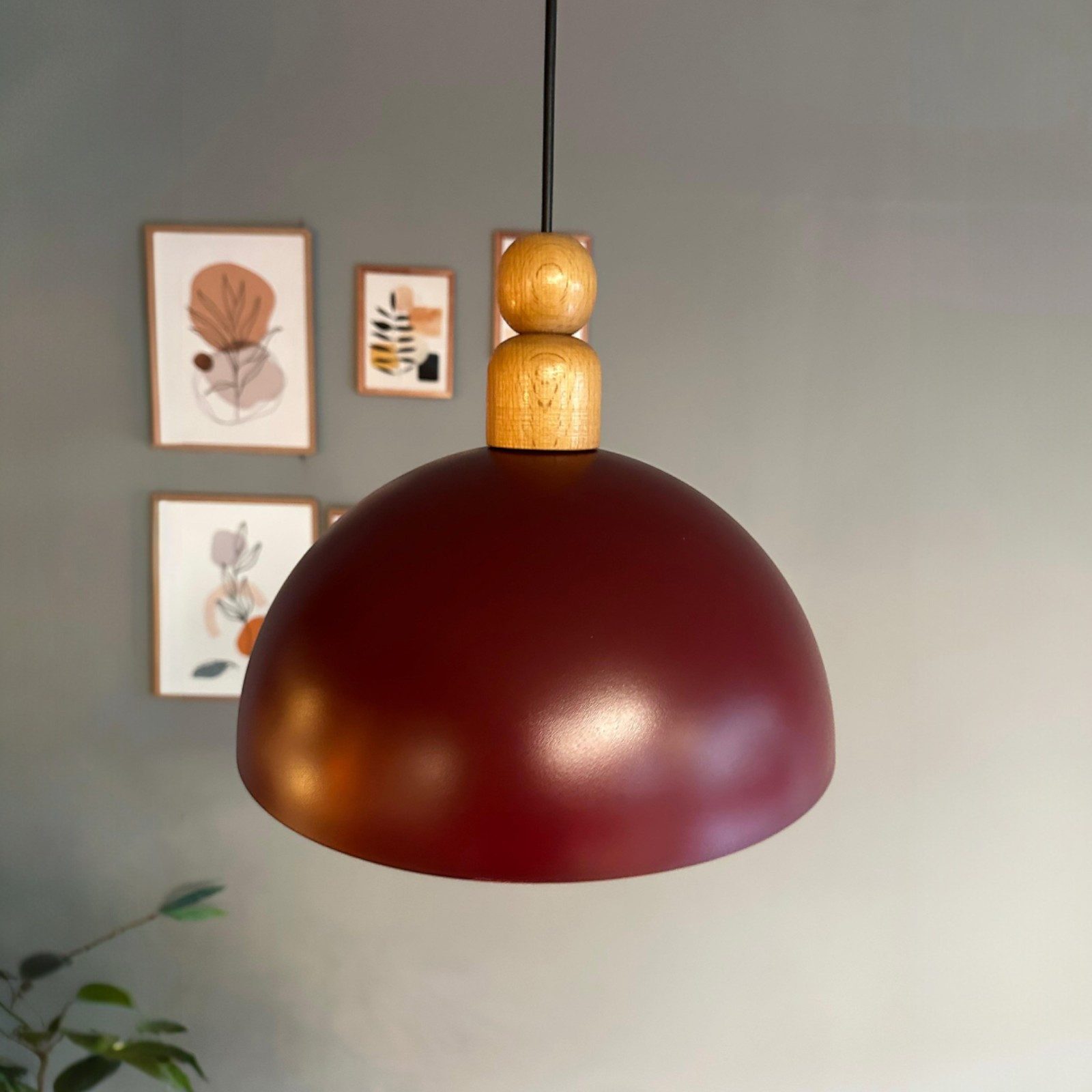 Bamyum Pendelleuchte Pendelleuchte Yimpi Wulst Holz Metall Ø30cm, Modern Hängelampe, ohne Leuchtmittel