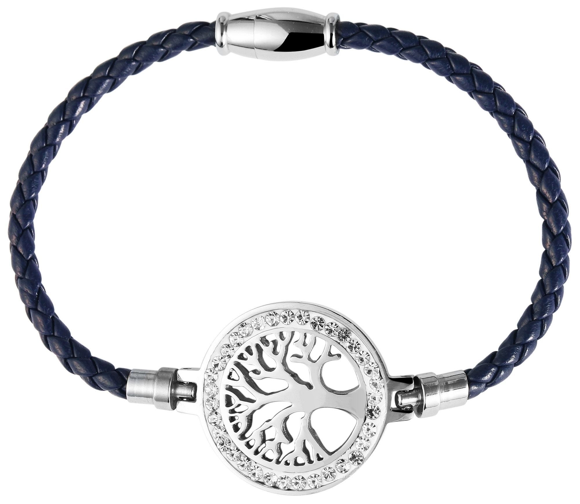 Adelia´s Armband Armband – Lebensbaum aus Leder mit Strass Steinchen 18 cm, Ideal als Geschenk für besondere Anlässe