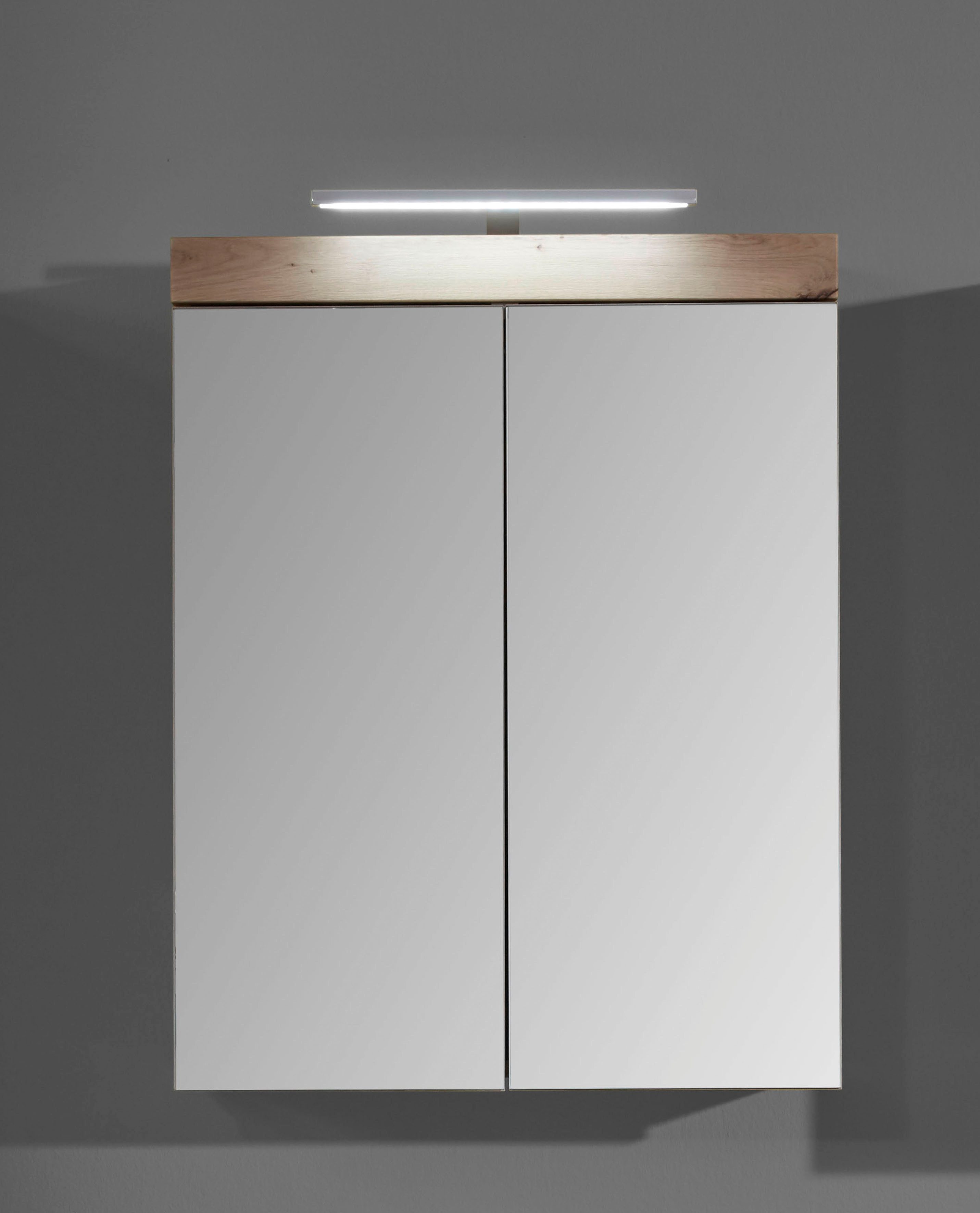welltime Spiegelschrank Avena Badezimmerschrank wahlweise mit Aufsatzleuchte - (B/T/H) 60/17/77 cm