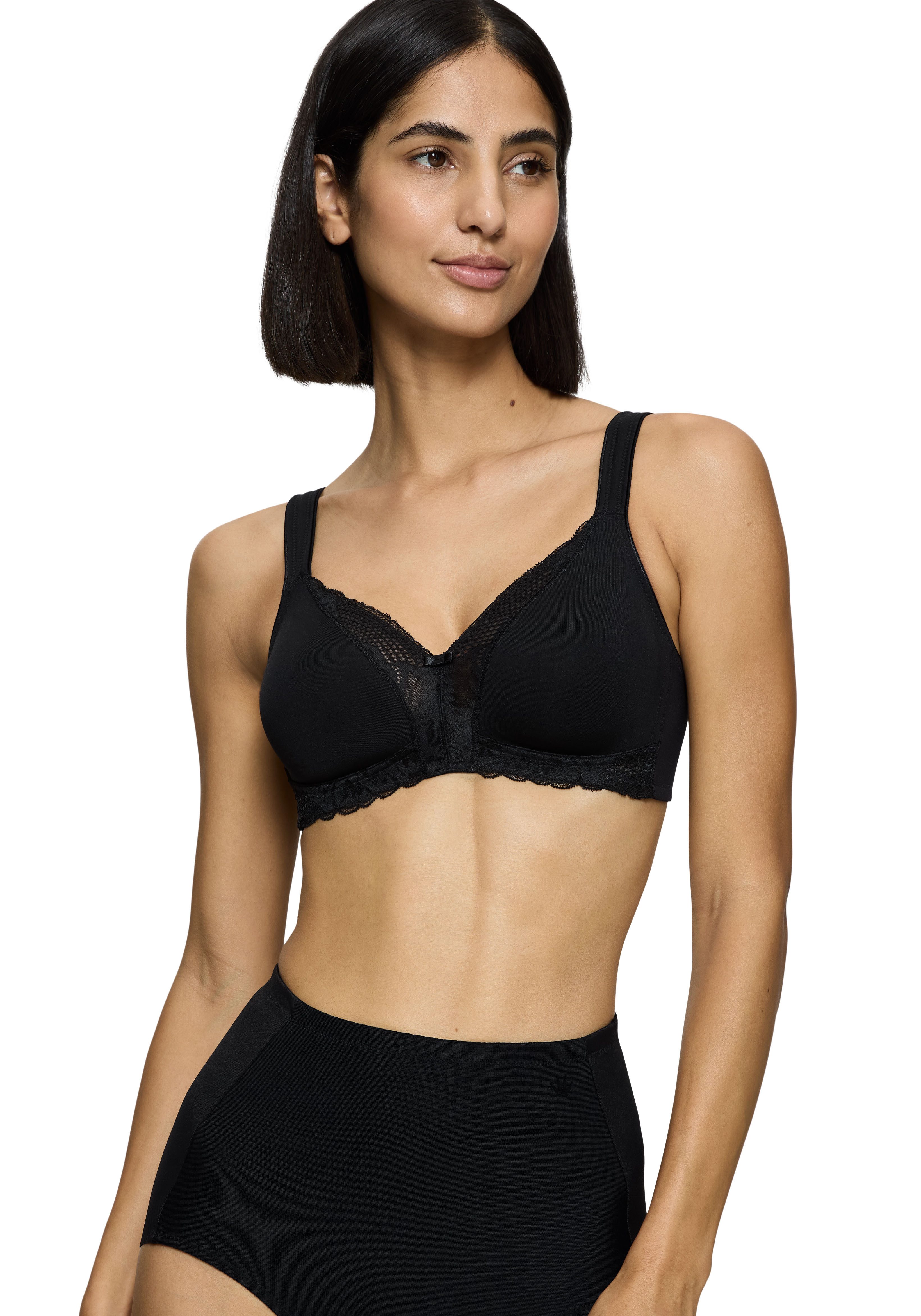 Triumph Bügelloser BH Modern Lace+Cotton Spitzeneinsätze, starker Halt ohne Bügel, atmungsaktiv, leicht