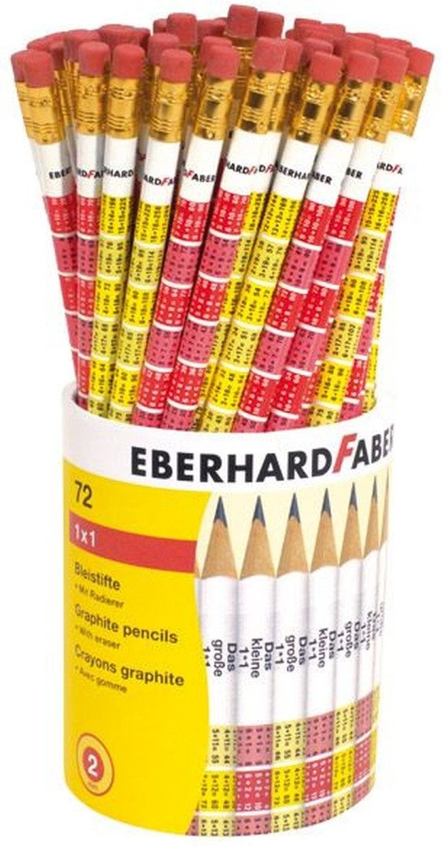 Eberhard Faber Bleistift Bleistift '1x1' rund mit Tipradierer farbig sortiert VE=72 Stück