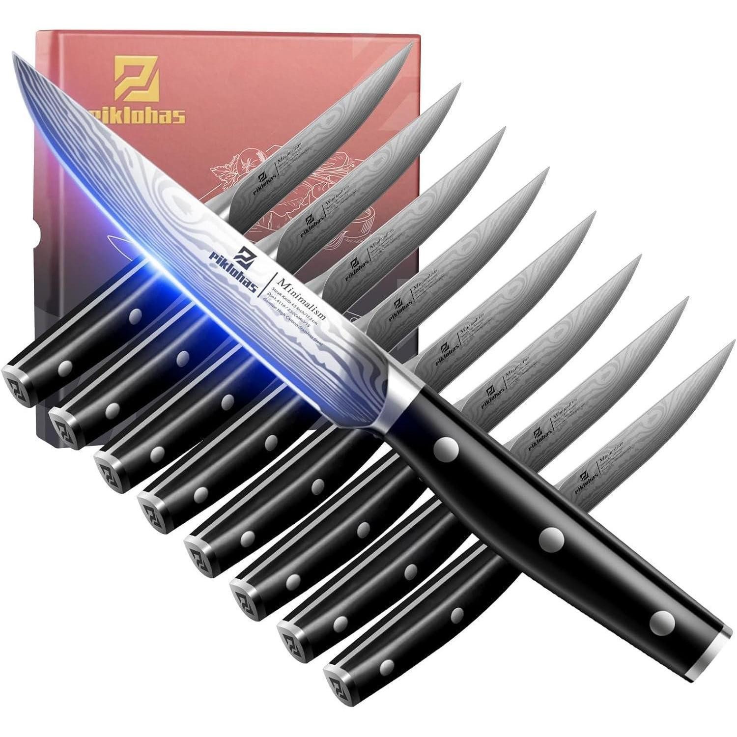 LuxusKollektion Steakmesser Steakmesser Set 8tlg glatt 4.5 Zoll geschmiedet