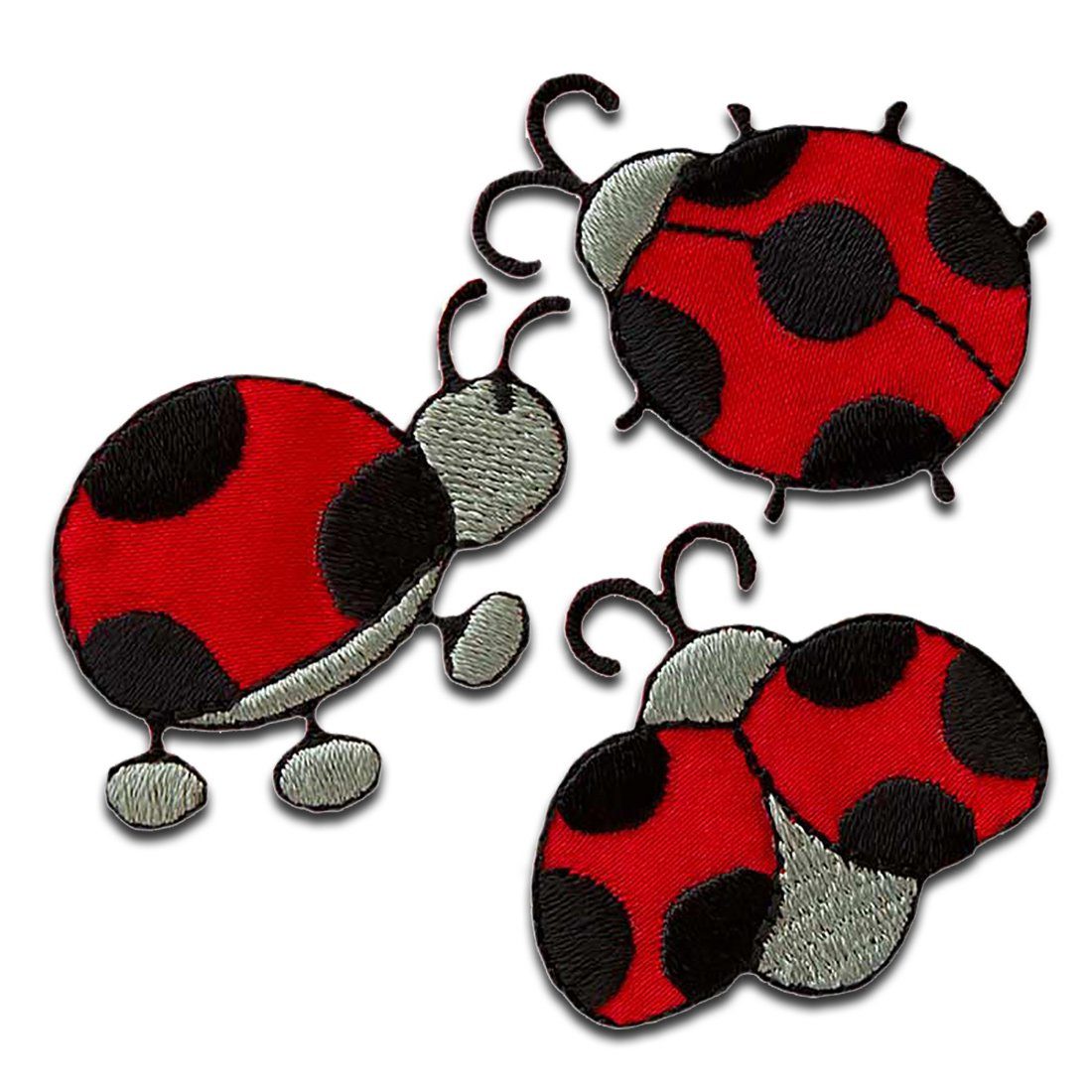 Mono-Quick Aufnäher Bügelbild, Aufbügler, Applikationen, Patches, Flicken, zum aufbügeln, Polyester, 3 Marienkäfer Tier - Größe: 3,8 x 2,8 cm