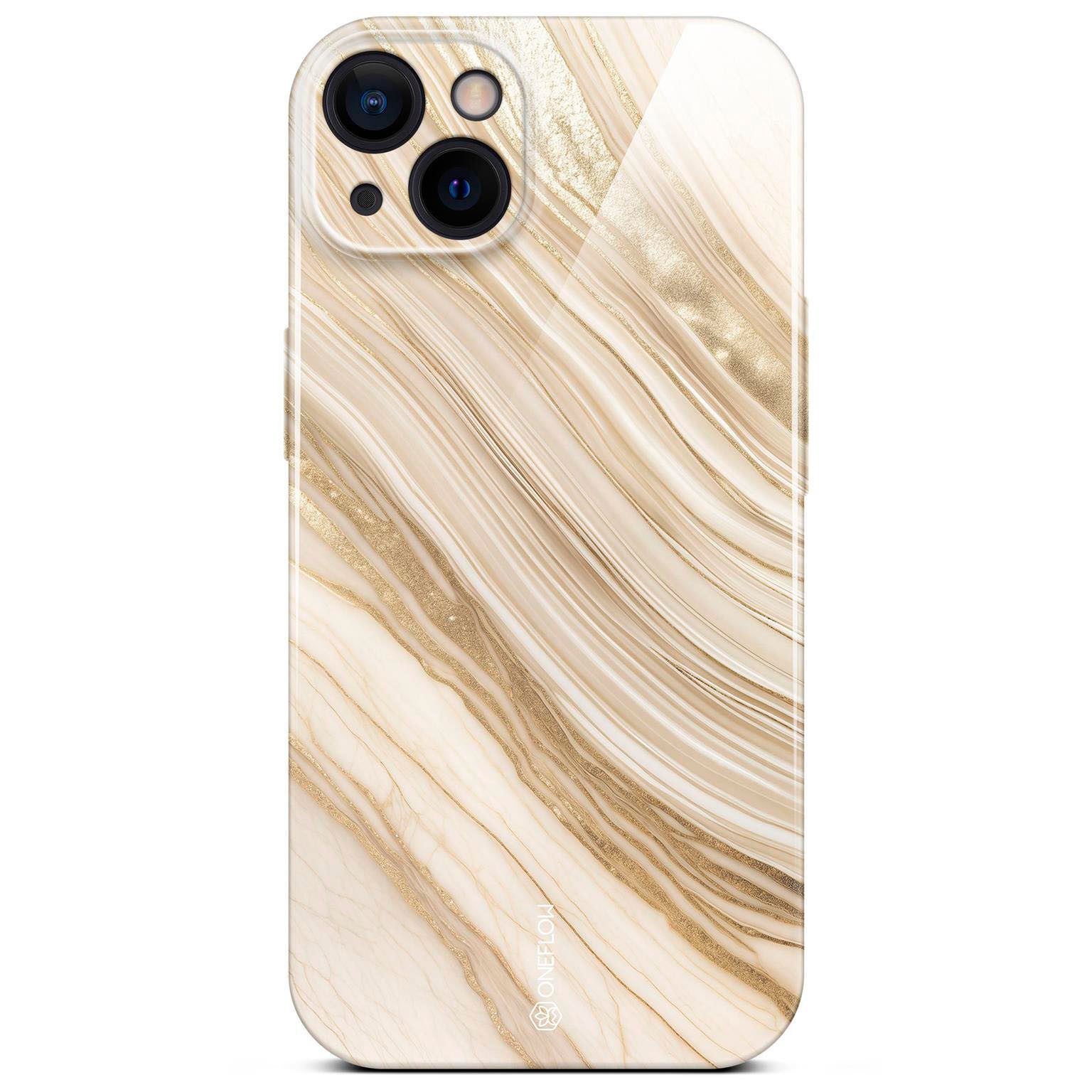 ONEFLOW Handyhülle für iPhone 13 Hülle Marmor Bliss Cover Gold Beige 6,1 Zoll, Handy Schutz Backcover Handytasche Case Schutzhülle mit Kameraschutz