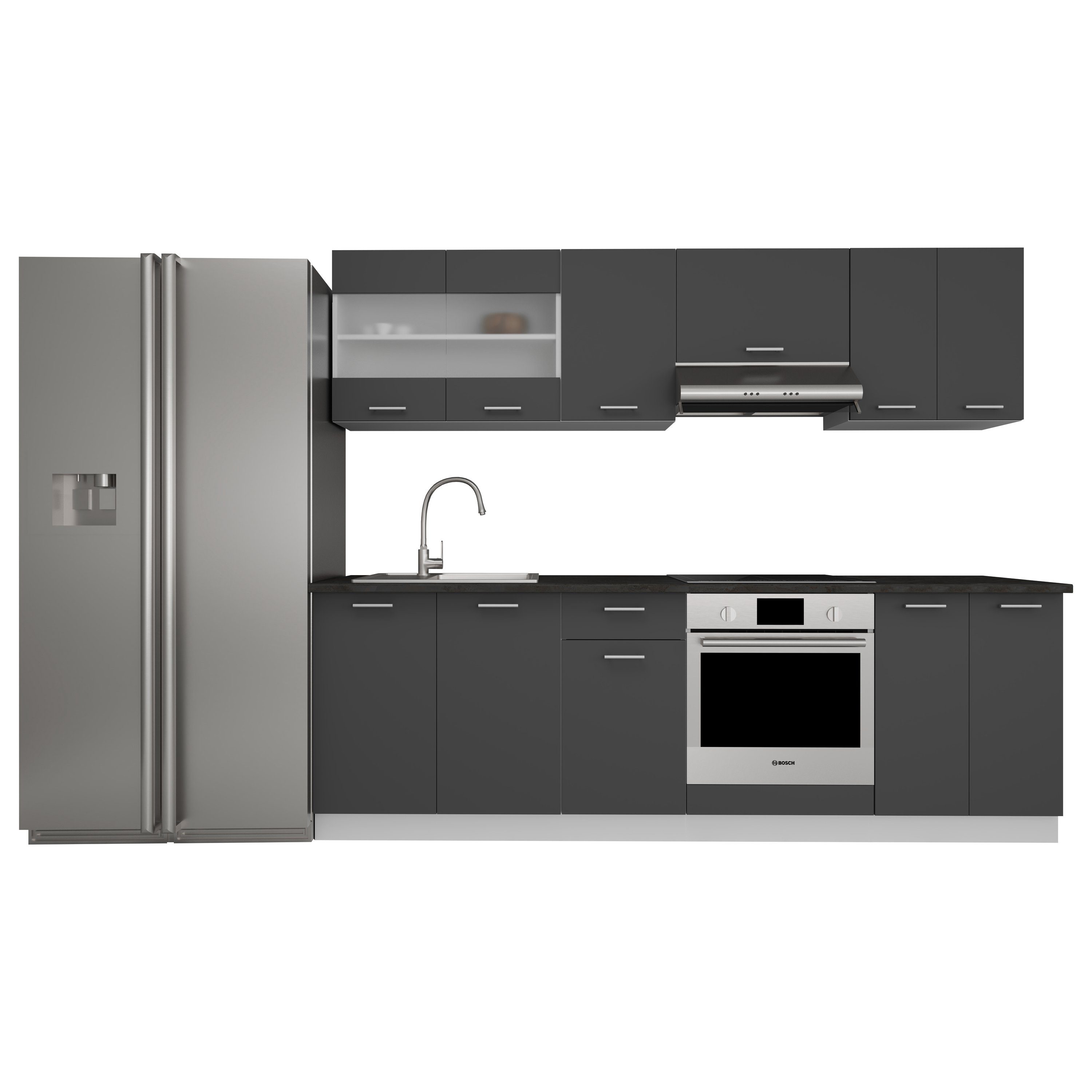 VCM Küchenzeile Esilo 8er Set B. 240 x T. 46 x H. 145 cm, (Komplett-Set), ohne Arbeitsplatte, Küchenblock, Singleküche