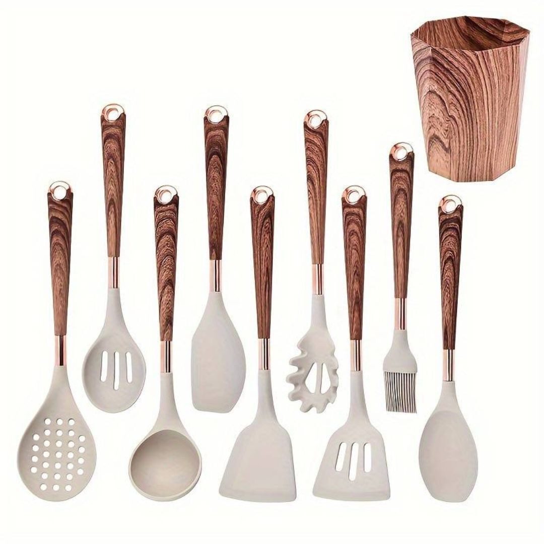 Faizee Möbel Kochbesteck-Set 10-teiliges Silikon-Kochgeschirrset für die moderne Küche